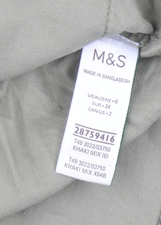 Marks and Spencer Women's Green Military Jacket - Size 6