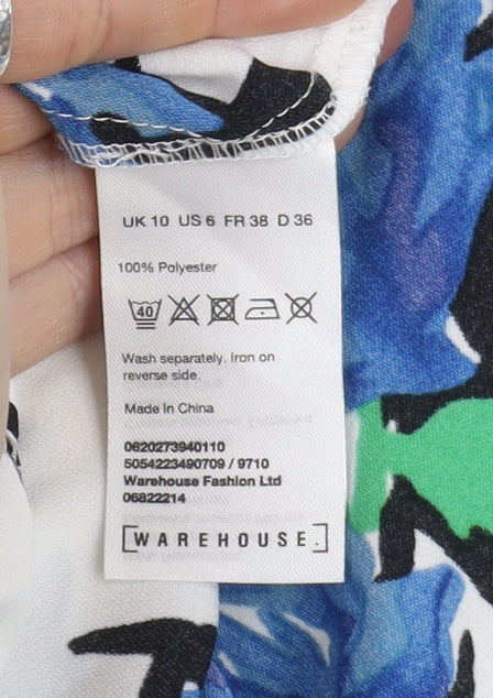 Warehouse Women's Multicoloured Floral Blouse - Size 10