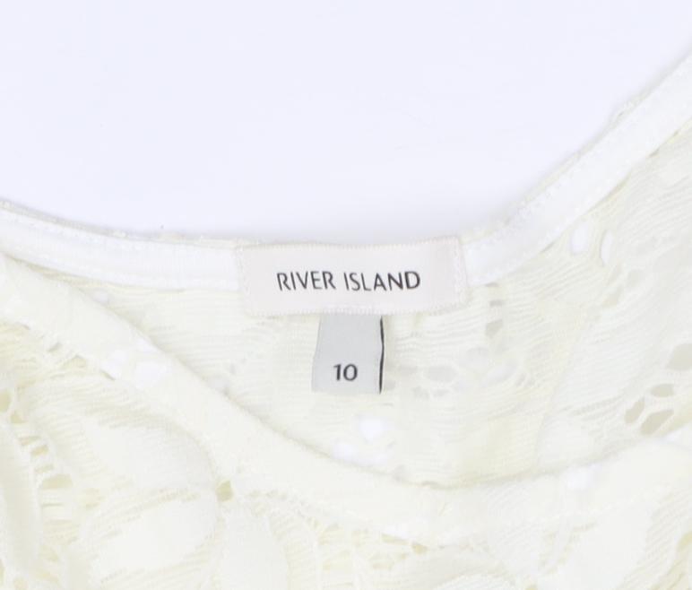River Island Women's Ivory Fit & Flare Lace Dress - Sz 10