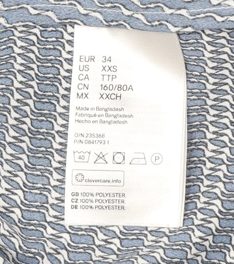 H&M Women's Blue Geometric Sleeveless Blouse Size 6