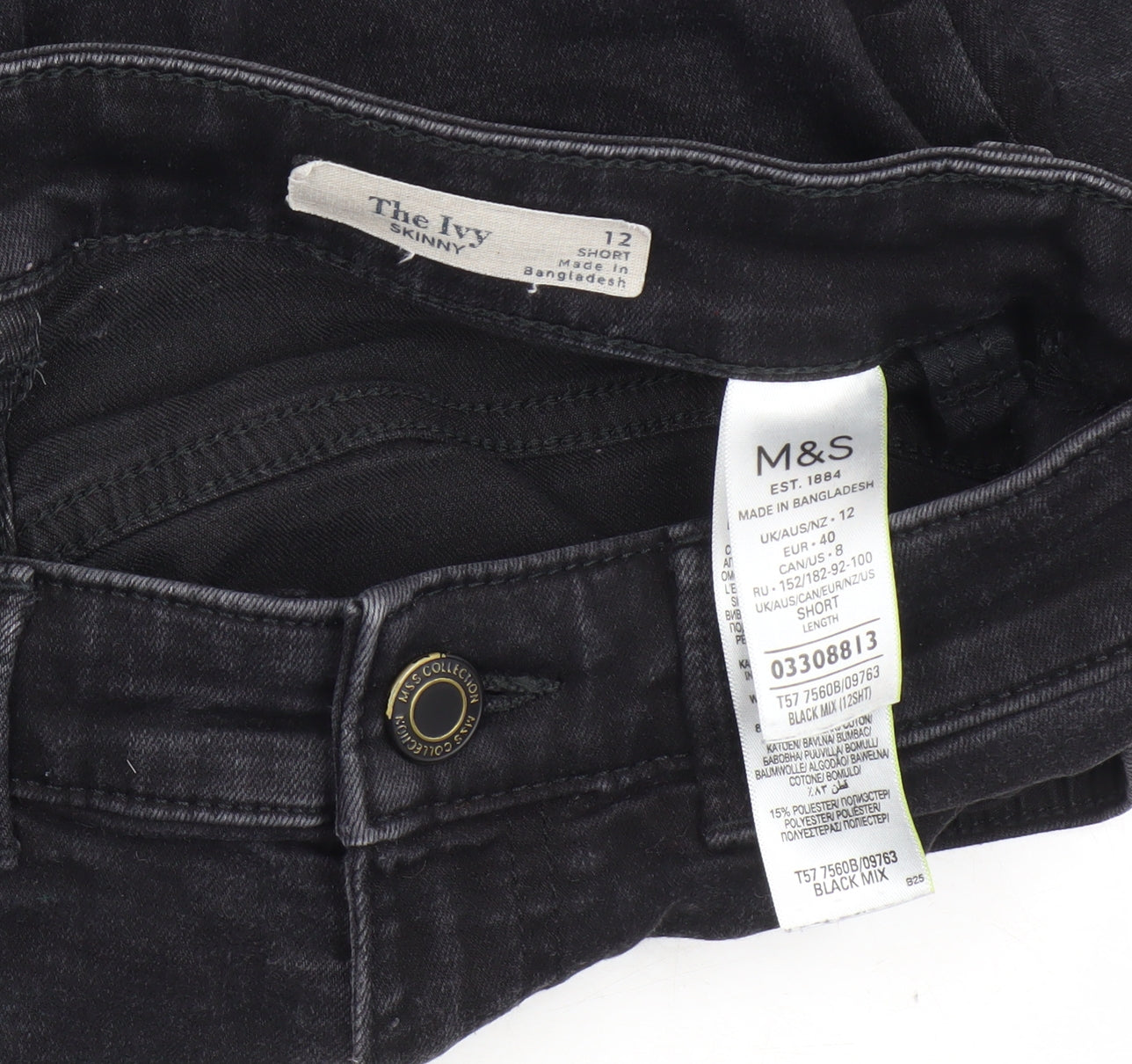 Marks & Spencer Women's Black Skinny Jeans, Size 12