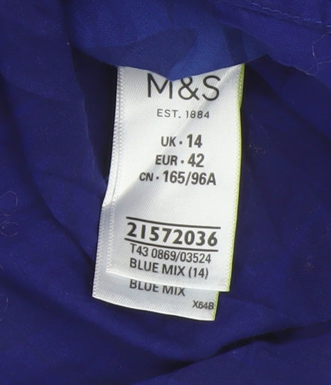 Marks & Spencer Blue Floral Button-Up Shirt, UK 14