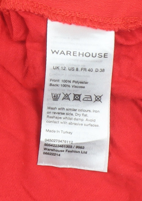 Warehouse Red Sleeveless Blouse - Women's Size 12, Ruffled Style
