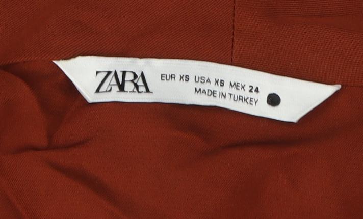 Zara Women's Brown Wrap Blouse XS Long Sleeve