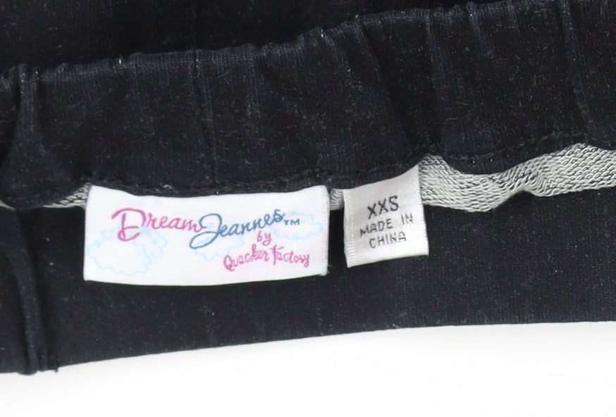 Quacker Factory Women's Black Cropped Floral Leggings, Size 2XS