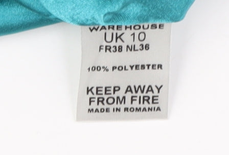 Warehouse Blue Fit & Flare V-Neck Cocktail Dress
