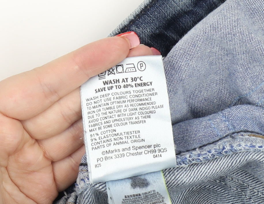 Marks & Spencer Men's Blue Straight Jeans, M, Regular Fit