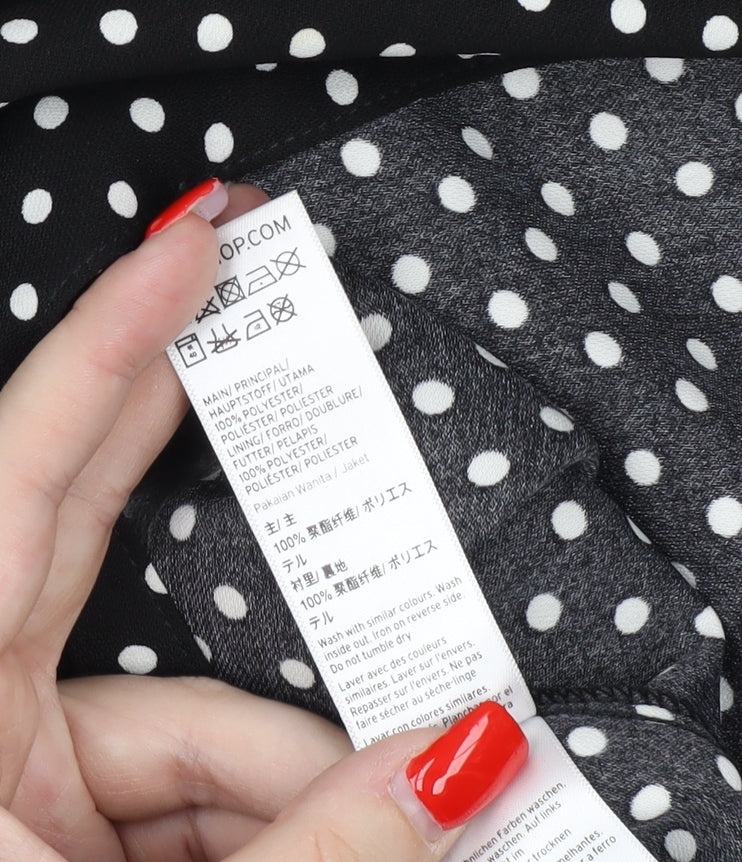 Topshop Women's Black Polka Dot Jacket Size 10