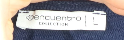 Encuentro Blue Sequin T-Shirt Women L 3/4 Sleeve