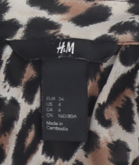 H&M Women's Multicoloured Animal Print Blouse Size 6