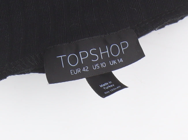 Topshop Women's Black Cropped High Neck Top Size 14