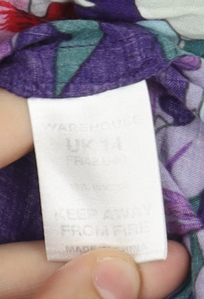 Warehouse Women's Multicoloured Floral Shift Dress Size 14