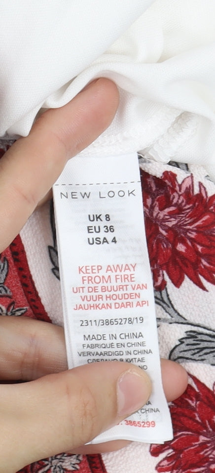 New Look Women's Multicoloured Floral Dress Size 8