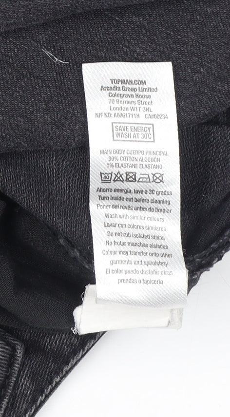 Topman Black Straight Jeans, Unisex Adults Size 34