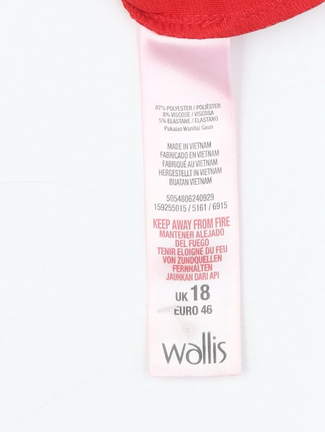 Wallis Women's Red Shift Dress UK 18 Casual Summer