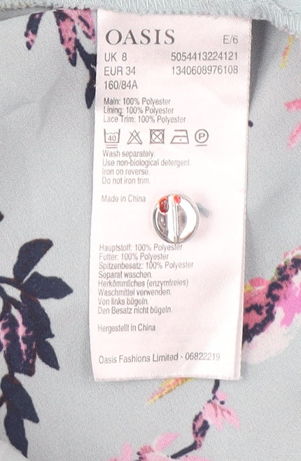 Oasis Women's Floral Bird Print Blouse, Size 8, Multicoloured