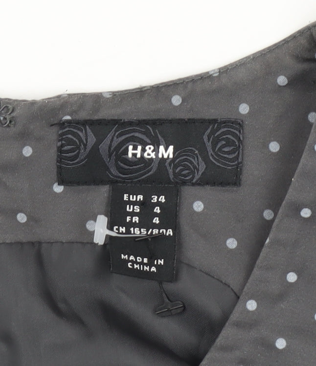 H&M Women's Grey Polka Dot Sheath Dress, Size 6
