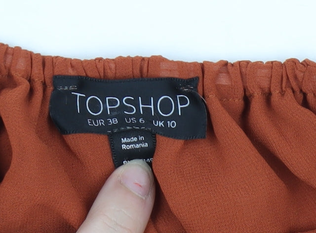 Topshop Women's Orange Off Shoulder Wrap Blouse UK 10