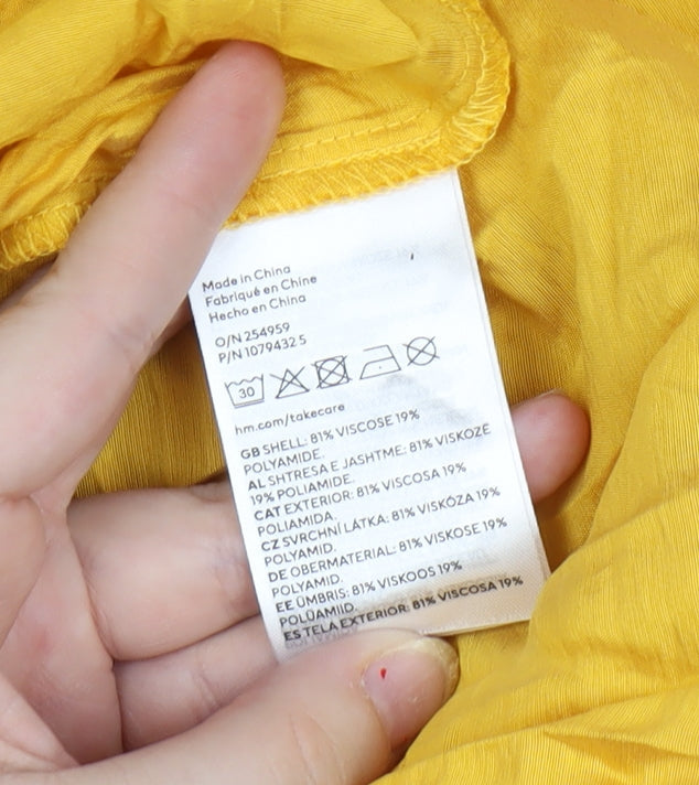 H&M Women's Yellow Viscose Dress, Size 12 - Elegant & Bright
