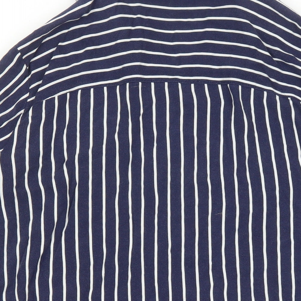 Divided by H&M Womens Blue Striped Viscose Basic Button-Up Size 10 Collared