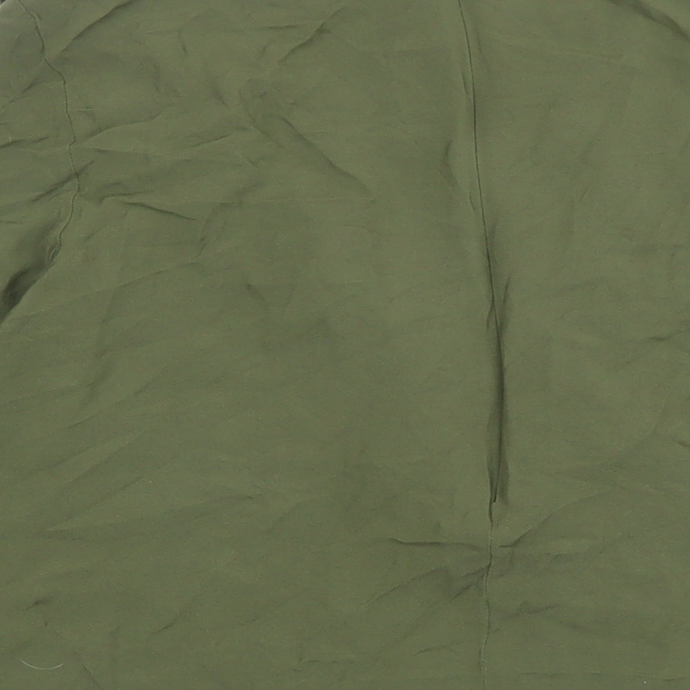 Warehouse Womens Green Viscose Basic Blouse Size 12 Round Neck