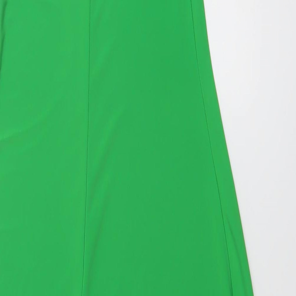 Zara Womens Green Polyester Bodycon Size S Square Neck Pullover