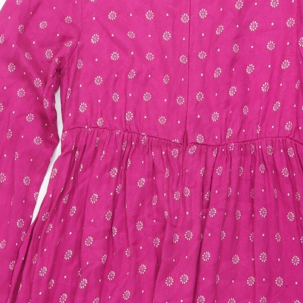 John Lewis Girls Pink Geometric Viscose A-Line Size 11 Years Round Neck Zip
