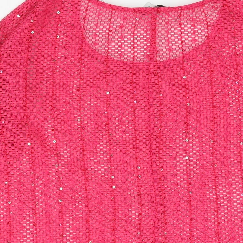 NEXT Womens Pink Round Neck Acrylic Pullover Jumper Size 10 - Sequin Detail