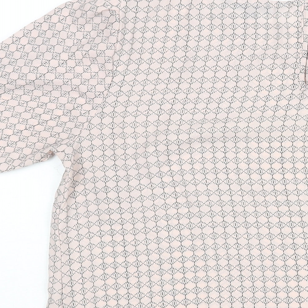 Debenhams Womens Pink Geometric Polyester Basic Blouse Size 12 Round Neck