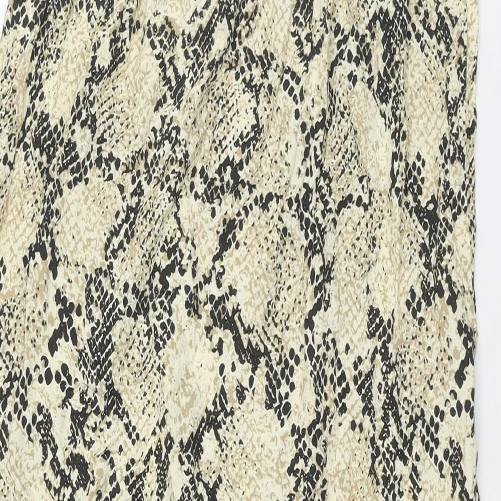 Marks & Spencer Womens Beige Animal Print Polyester Straight & Pencil Skirt Size 10 Drawstring - Snake Print