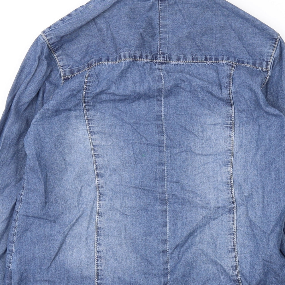 Kanz Girls Blue Cotton Basic Button-Up Size 9 Years Collared Snap