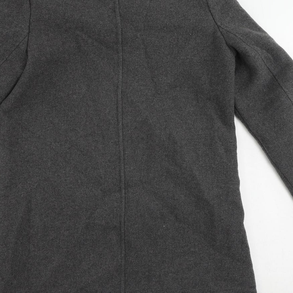 Zara Womens Grey Overcoat Coat Size XS Snap