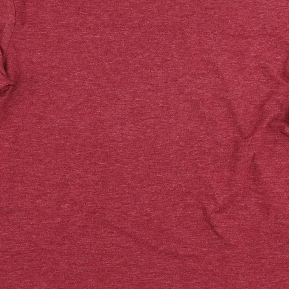 Marks & Spencer Womens Red Polyester Basic T-Shirt Size 12 Boat Neck - Embellished Neckline