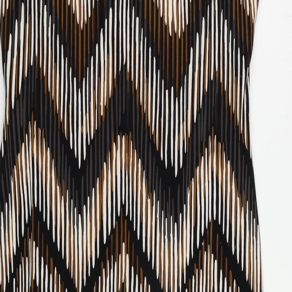 Country Casuals Womens Brown Geometric Polyester Sheath Size L V-Neck Pullover