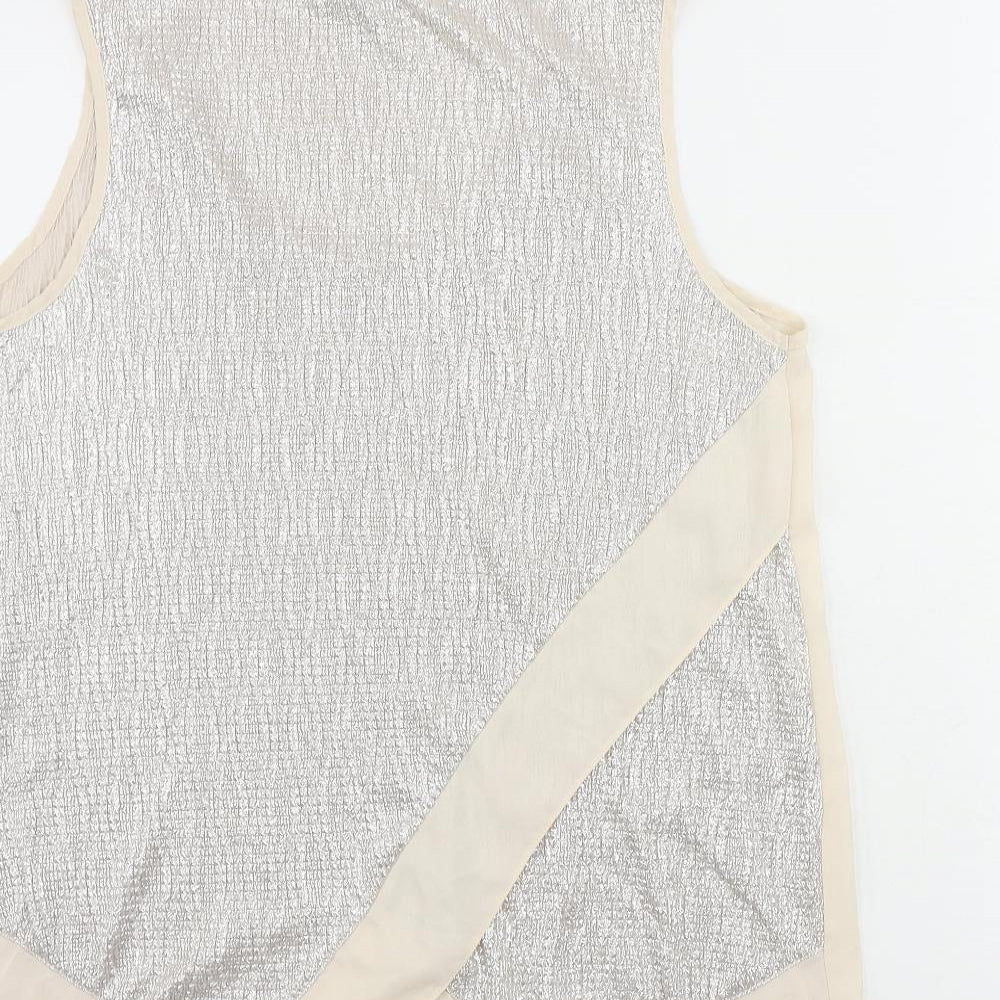 Oasis Womens Beige Polyester Basic Tank Size M Scoop Neck - Metallic