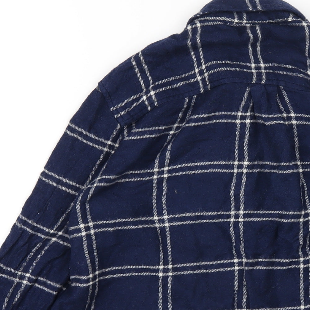 Topshop Womens Blue Plaid Viscose Basic Blouse Size 8 Collared