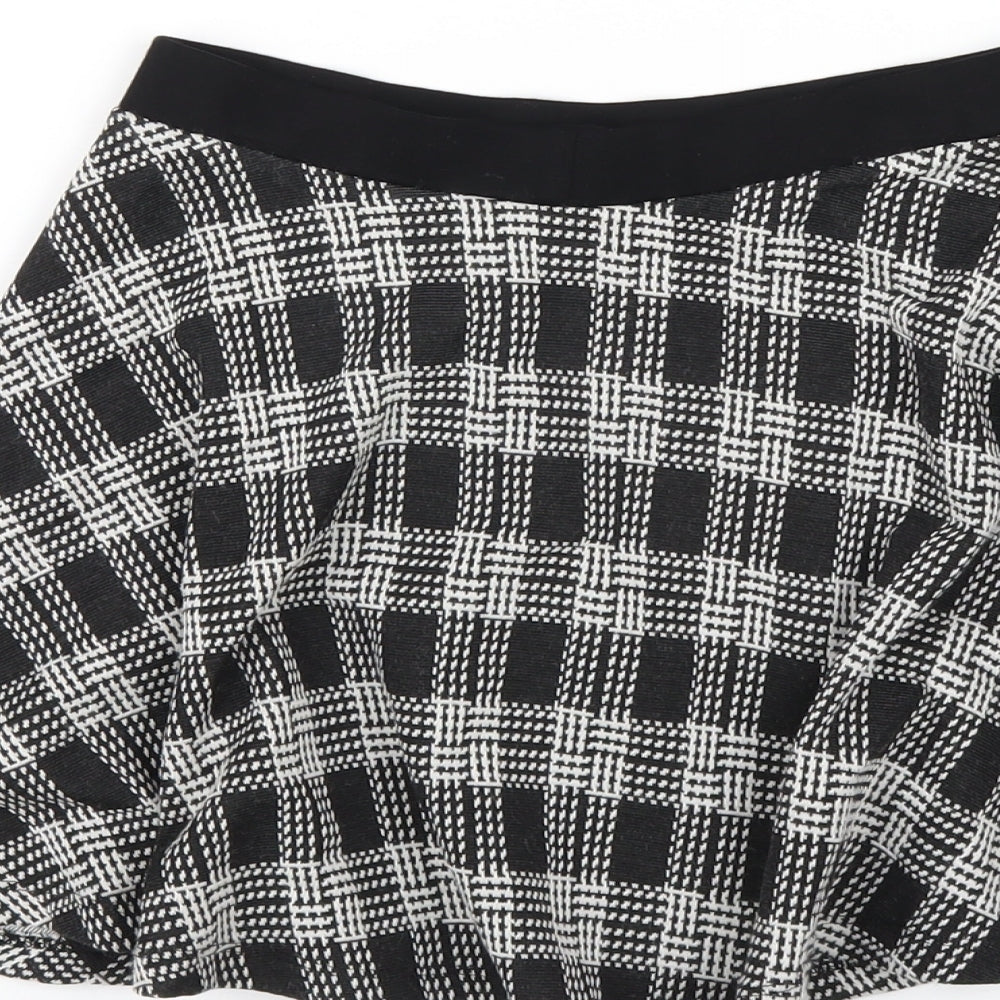 Topshop Womens Black Plaid Viscose A-Line Skirt Size 6