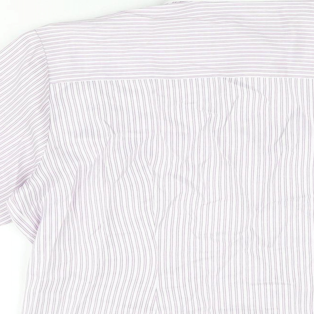 Haines & Bonner Womens Purple Striped Polyester Basic Button-Up Size 14 Collared