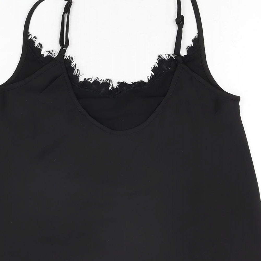Missguided Womens Black Polyester Camisole T-Shirt Size 4 V-Neck