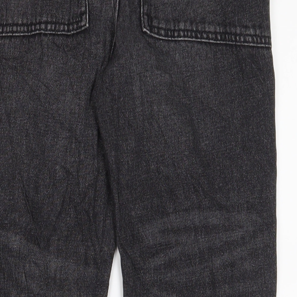 Marks & Spencer Girls Black Cotton Straight Jeans Size 11-12 Years L27 in Regular Zip - Pockets