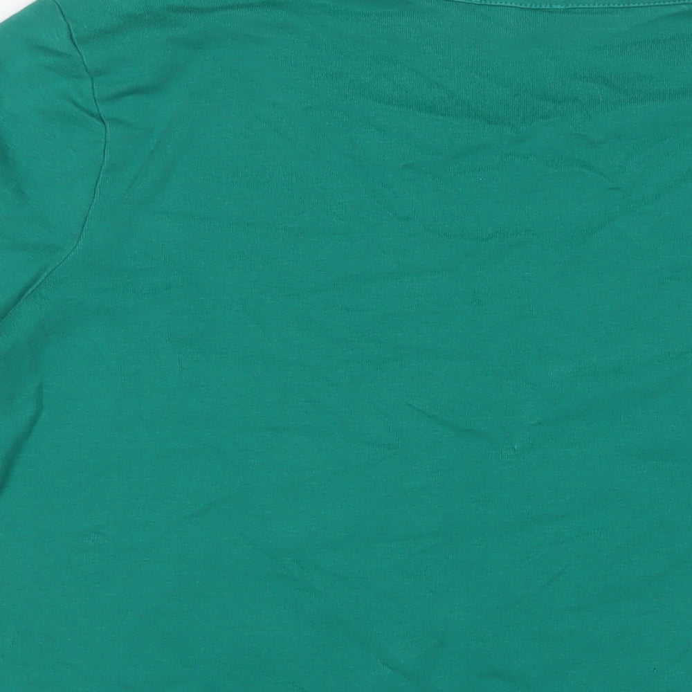 Cc Womens Green Cotton Basic T-Shirt Size L Boat Neck