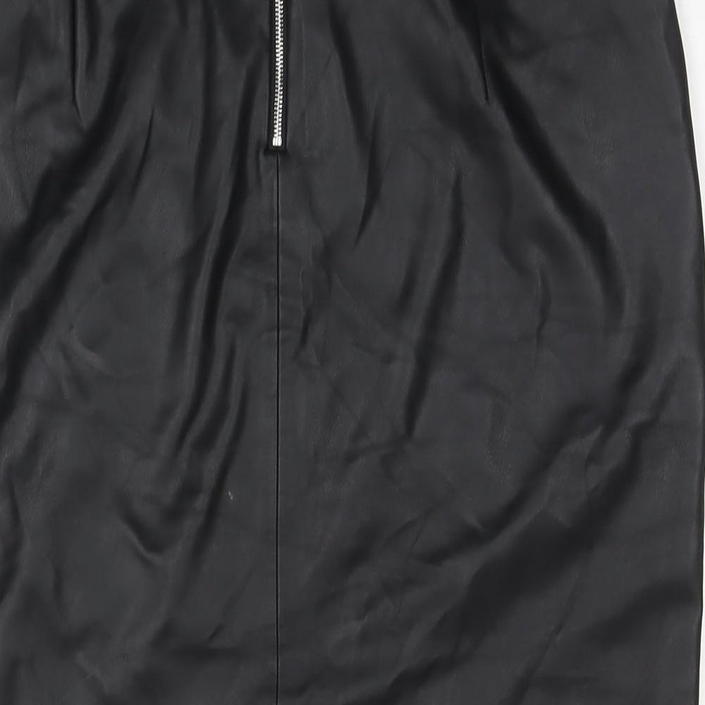Zara Womens Black Polyester Straight & Pencil Skirt Size XL Zip
