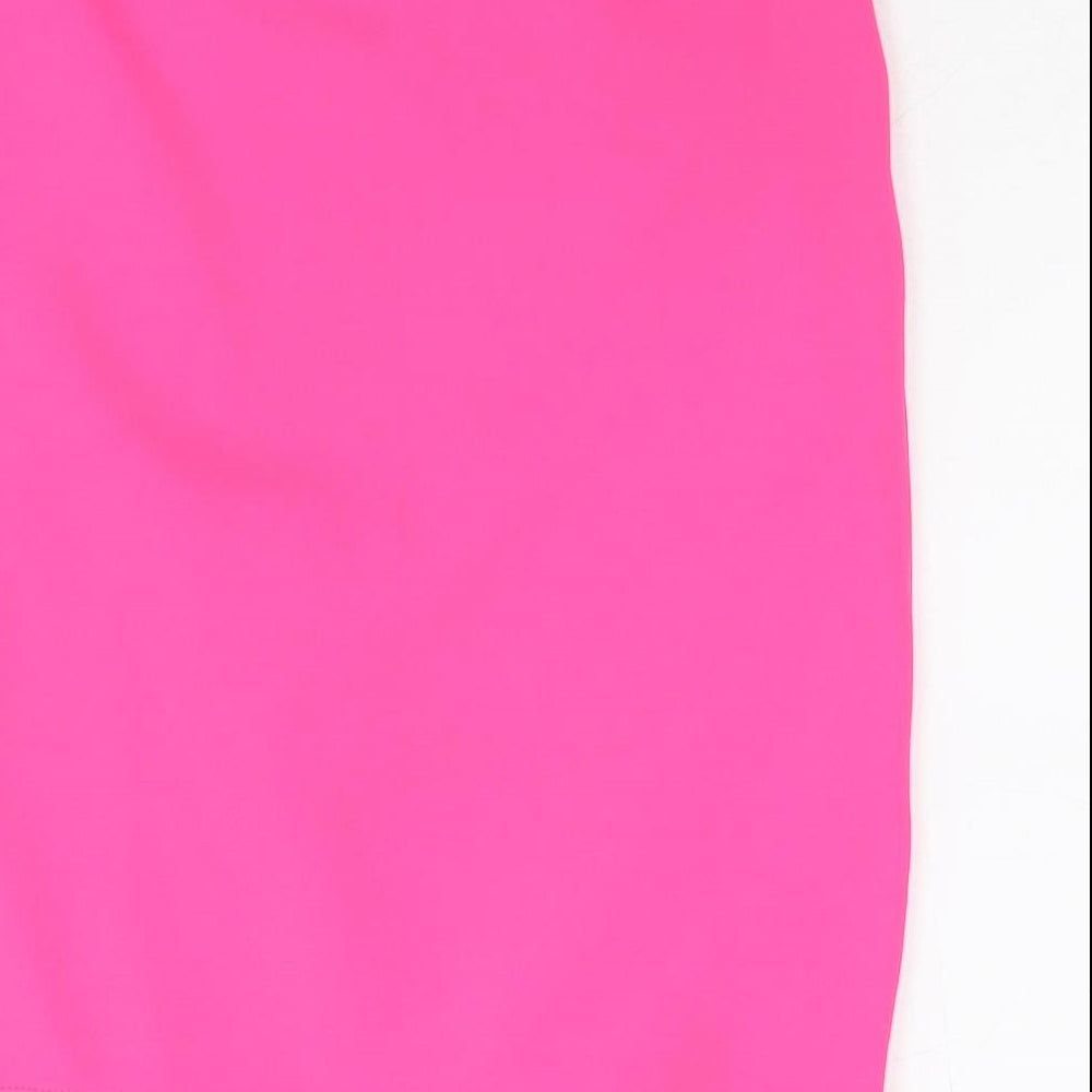 Topshop Womens Pink Polyester A-Line Skirt Size 12 Zip