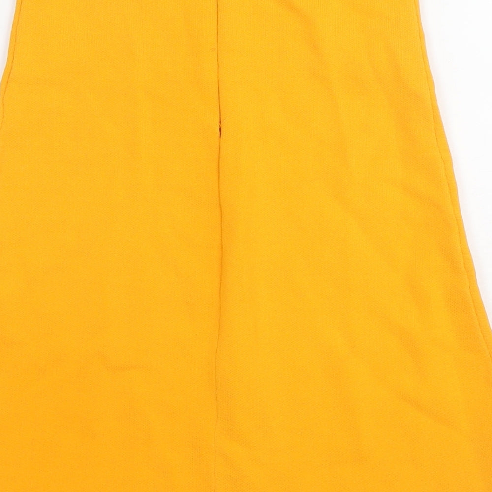 Zara Womens Yellow Viscose A-Line Skirt Size S Zip