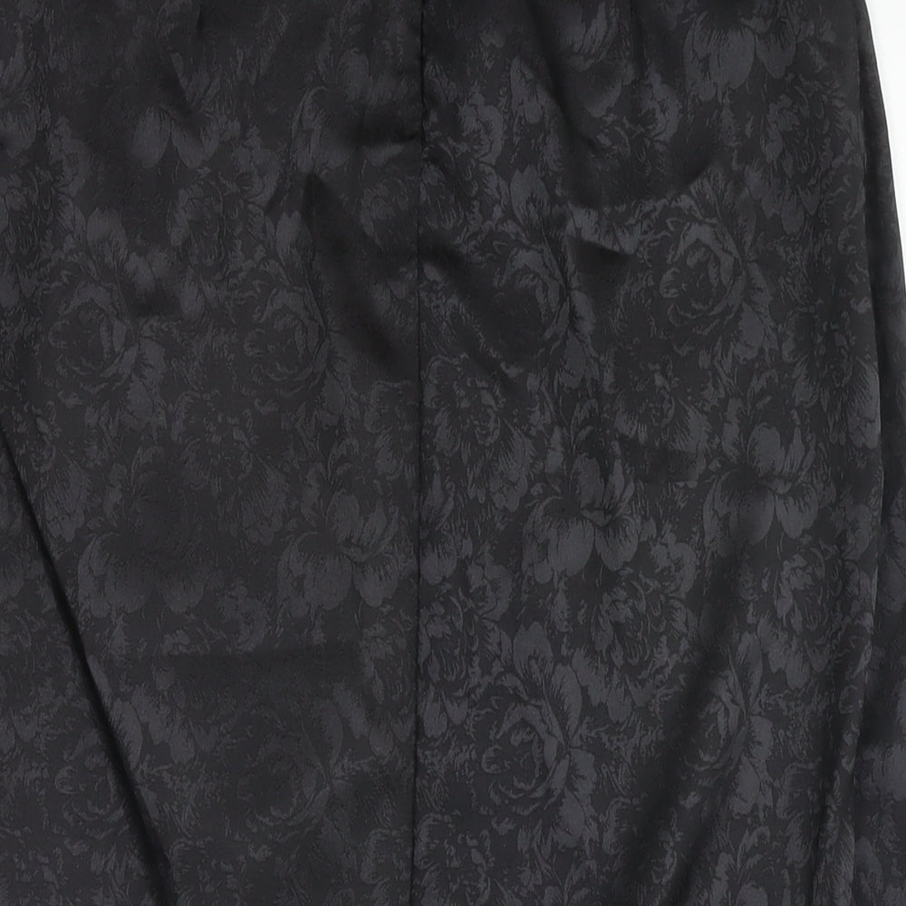 Vera & Lucy Womens Black Floral Polyester Wrap Skirt Size S Zip