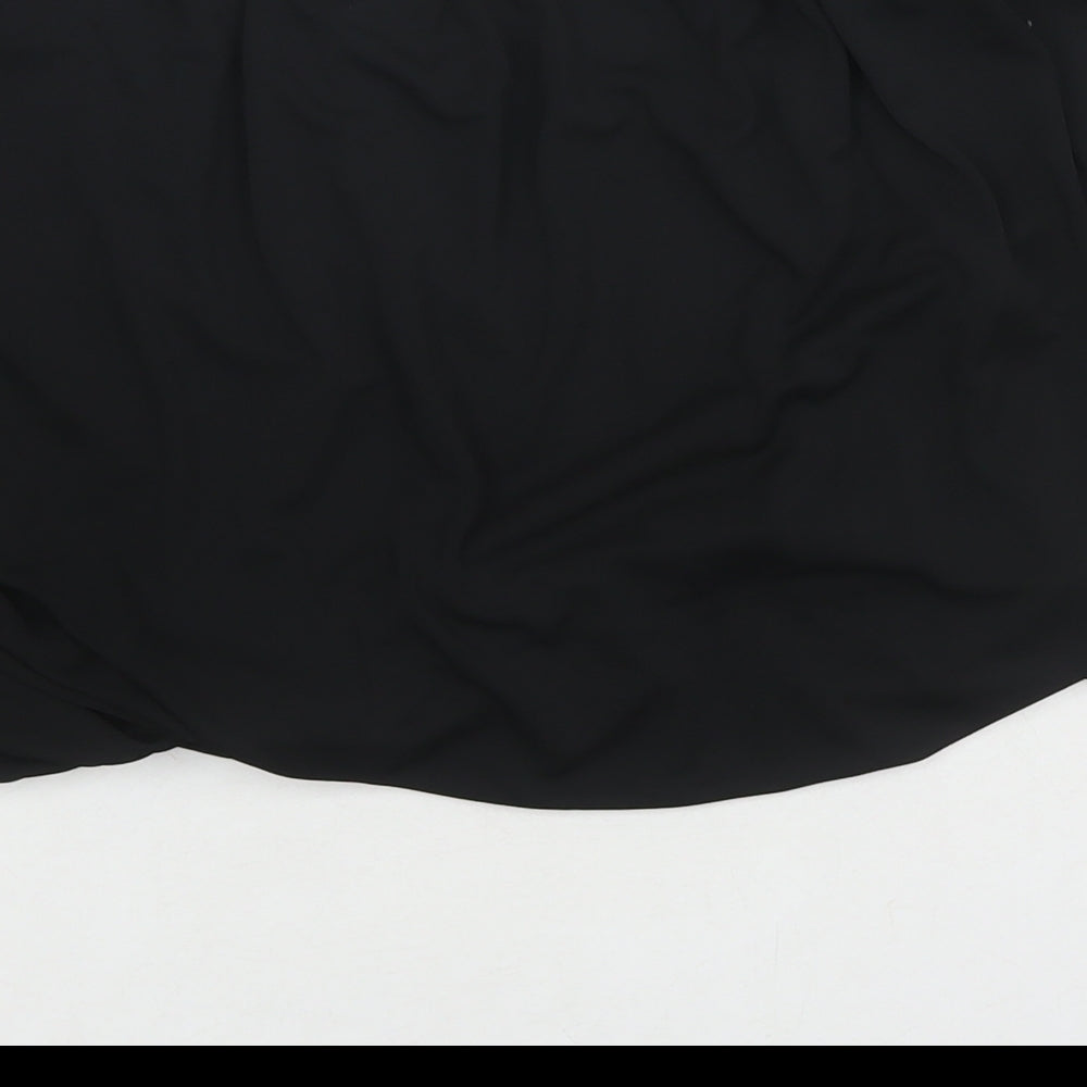 Zara Womens Black Polyester Basic Blouse Size L Round Neck - Shoulder Pads