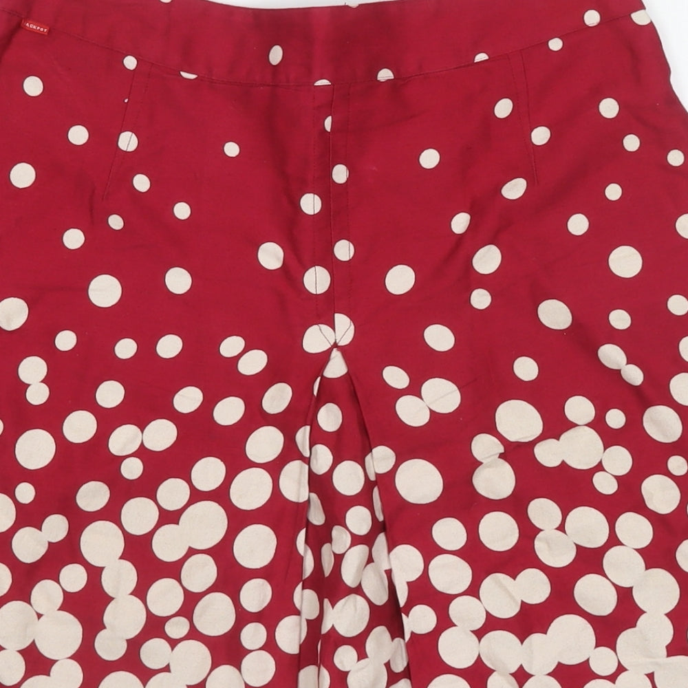 Jackpot Womens Red Polka Dot Cotton Pleated Skirt Size 8 Zip