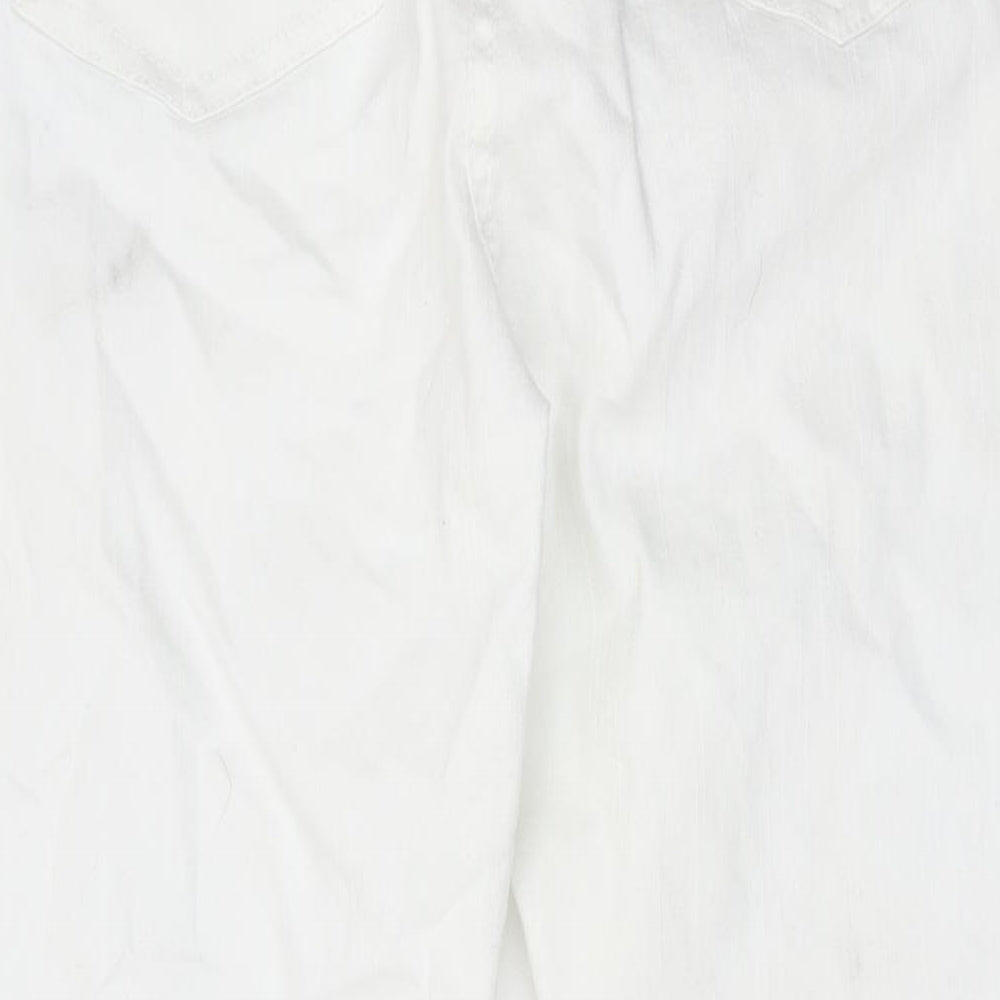 Epilogue Womens White Cotton Straight Jeans Size 14 L29 in Regular Zip