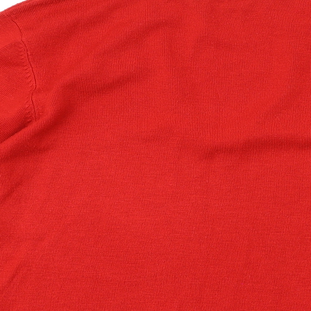 Dorothy Perkins Womens Red V-Neck Acrylic Pullover Jumper Size 14