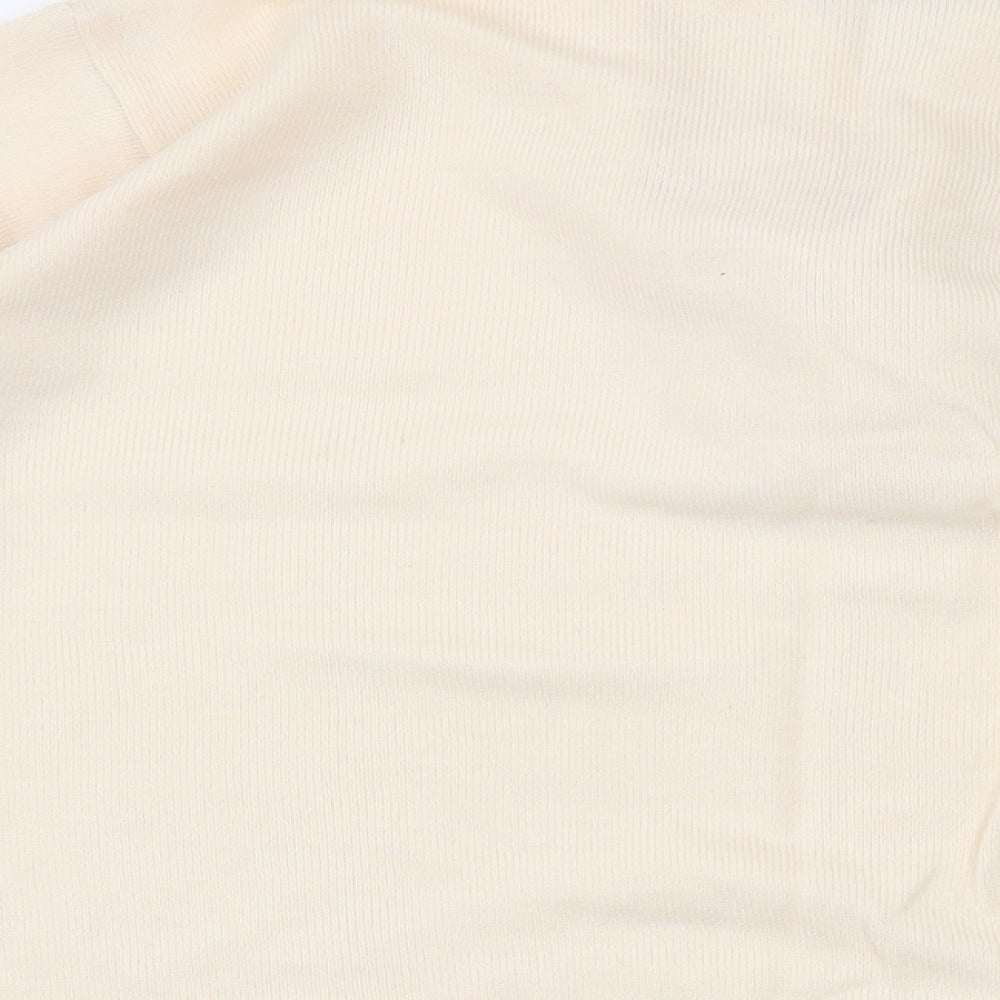 EWM Womens Beige V-Neck Acrylic Pullover Jumper Size L